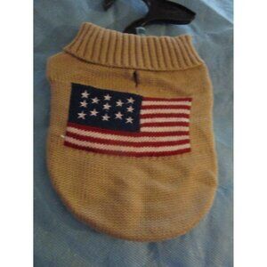 New Zack & Zoey Americana Sweater Tan American Flag Dog Puppy XXS XX-Small